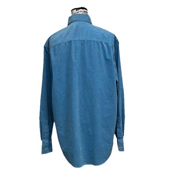 Vtg Y2K Joseph Abboud Blue Corduroy Button Up Shirt M Preppy Old Money Western - Picture 5 of 11